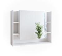 Vicco Armoire de Toilette Elira, Blanc, 80.2x64cm | 2 Portes · 7 compartiments · Large surface miroir · Rangement ouvert & fermé · Au-dessus du lavabo