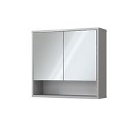 Vicco Armoire de Toilette Eliza, Gris, 70x65cm | 2 Portes · 4 compartiments · Large surface miroir · Rangement ouvert & fermé · Au-dessus du lavabo