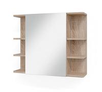 Vicco Armoire de Toilette Fynn, Sonoma, 79.6x64cm | 1 Porte · 8 compartiments · Rangement ouvert & fermé · Pour cosmétiques & produits de soin · Au-dessus du lavabo