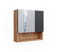 Vicco Armoire de toilette "Irma", Anthracite à pois 54 x 55 cm | 2 Portes · 5 compartiments · Large surface miroir · Rangement ouvert & fermé · Au-dessus du lavabo