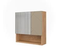 Vicco Armoire de toilette "Irma", Beige 54 x 55 cm | 2 Portes · 5 compartiments · Large surface miroir · Rangement ouvert & fermé · Au-dessus du lavabo