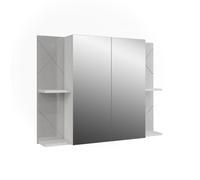 Vicco Armoire de Toilette Irma, Blanc/Blanc Brillant, 100x75cm | 2 Portes · 7 compartiments · Large surface miroir · Rangement ouvert & fermé · Au-dessus du lavabo