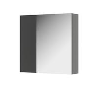 Vicco Armoire de Toilette Leopold, Anthracite, 60x59.2cm avec étagères et 1 Porte Miroir, adapté au Montage Mural avec éclairage LED intégré