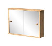 Vicco Armoire de Toilette Mireo, Bambou, 55x40cm | 2 Portes · 2 compartiments · Grande surface miroir · Pour cosmétiques & produits de soin · Au-dessus du lavabo