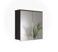 Vicco Armoire de Toilette Ruben, Anthracite 60.2 x 62 cm | 2 Portes · 2 compartiments · Grande surface miroir · Pour cosmétiques & produits de soin · Au-dessus du lavabo
