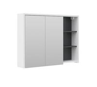 Vicco Armoire de Toilette Viola, Blanc/Anthracite, 100x75cm, pour Montage Mural avec étagères Ouvertes