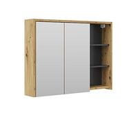 Vicco Armoire de Toilette Viola, Chêne/Anthracite, 100x75cm | 2 Portes · 6 compartiments · Large surface miroir · Rangement ouvert & fermé · Au-dessus du lavabo