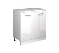 Vicco Armoire d'extension "Rion", Blanc Haute brillance/Blanc 80 x 46 cm | Façade robuste · Profondeur 46 cm · Pieds réglables en hauteur · 2 Portes · ✓ Pour zones de toit droites
