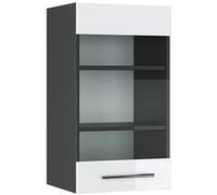 Vicco Meuble de Cuisine Haut vitré Fame-Line, Blanc Haute Brillance/Anthracite, 40 cm