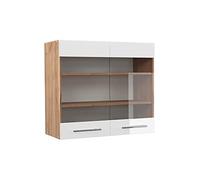 Vicco Armoire en Verre Fame-Line, Blanc Haute Brillance, 80cm, à Combiner avec d'autres modules de la série Fame-Line