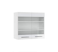 Vicco Armoire en Verre Fame-Line, Blanc Haute Brillance, 80cm, à Combiner avec d'autres modules de la série Fame-Line