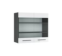 Vicco Armoire en Verre Fame-Line, Blanc Haute Brillance, 80cm, à Combiner avec d'autres modules de la série Fame-Line