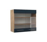 Vicco Armoire en Verre Fame-Line, Bleu foncé Brillant, 80cm, à Combiner avec d'autres modules de la série Fame-Line