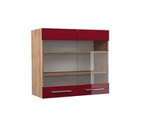 Vicco Armoire en Verre Fame-Line, Bordeaux Haute Brillance, 80cm