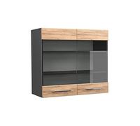 Vicco Meuble de Cuisine Haut vitré Fame-Line, Chêne de Force doré/Anthracite, 80 cm
