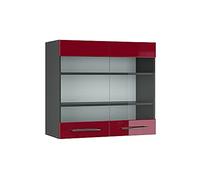Vicco Armoire en Verre Fame-Line, Rouge Bordeaux Haute Brillance, 80cm, à Combiner avec d'autres modules de la série Fame-Line
