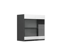 Vicco Armoire en Verre R-Line, Blanc, 60cm J-Shape, pour Une Combinaison Libre au Sein de systèmes de Cuisine modulaires