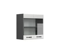 Vicco Meuble de Cuisine Haut vitré R-Line, Blanc Campagne/Anthracite, 60 cm