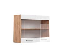 Vicco Armoire en Verre R-Line, Blanc Haute Brillance, 80cm, pour Une Combinaison Libre au Sein de systèmes de Cuisine modulaires