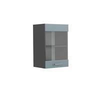 Vicco Meuble de Cuisine Haut vitré R-Line, Bleu-Gris/Anthracite, 40 cm