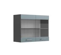 Vicco Armoire en Verre R-Line, Bleu-Gris, 80cm, pour Une Combinaison Libre au Sein de systèmes de Cuisine modulaires
