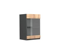 Vicco Armoire en Verre R-Line, Chêne de Force doré, 40cm J-Shape, pour Une Combinaison Libre au Sein de systèmes de Cuisine modulaires
