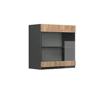 Vicco Armoire en Verre R-Line, Chêne de Force doré, 60cm J-Shape, pour Une Combinaison Libre au Sein de systèmes de Cuisine modulaires