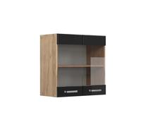 Vicco Armoire en Verre R-Line, Noir Haute Brillance, 60cm