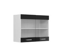 Vicco Armoire en Verre R-Line, Noir Haute Brillance, 80cm, pour Une Combinaison Libre au Sein de systèmes de Cuisine modulaires