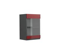 Vicco Armoire en Verre R-Line, Rouge, 40cm J-Shape, pour Une Combinaison Libre au Sein de systèmes de Cuisine modulaires