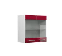 Vicco Armoire en Verre R-Line, Rouge Brillant, 60cm, pour Une Combinaison Libre au Sein de systèmes de Cuisine modulaires