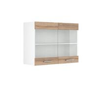 Vicco Armoire en Verre R-Line, Sonoma, 80cm | 2 Portes · 1 Tablette · Profondeur - 31 cm · Librement combinable · ✓ Tout en vue