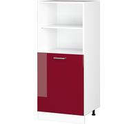 Vicco Armoire haute universelle R-Line, 60 cm avec étagères ouvertes, et porte, Rouge bordeaux Haute brillance/Blanc