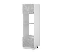 Vicco Armoire haute universelle R-Line, 60 cm avec étagères ouvertes, et portes, Béton/Blanc