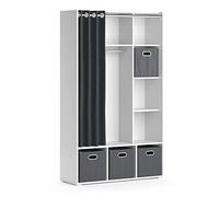 Vicco Armoire Luigi, Blanc, 105.8 x 178.1 cm avec boîtes Pliantes (Grises)