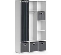 Vicco Armoire Luigi, Blanc, 105.8 x 178.1 cm avec boîtes Pliantes (Grises)