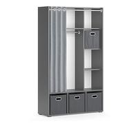 Vicco Armoire Luigi, Gris, 38x178.1cm avec boîtes Pliantes (Grises), pour Un Rangement Flexible avec roulettes pour Un déplacement Facile