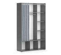 Vicco Armoire Luigi, Gris, 38x178.1cm avec Tringle à Rideaux