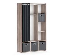 Vicco Armoire Luigi, Sonoma, 38x178.1cm avec boîtes Pliantes (Grises), pour Un Rangement Flexible avec roulettes pour Un déplacement Facile