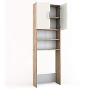 Vicco Armoire Machine à Laver, Blanc/Sonoma, 64x190cm, Convient pour Le Rangement de lessive et d’Accessoires