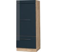 Vicco armoire micro-ondes Fame-Line, 60 cm, Bleu foncé brillant/Chêne de force doré