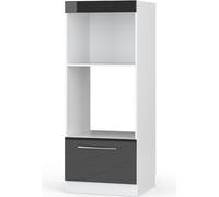Vicco armoire micro-ondes Fame-Line, 60 cm ouvert, Anthracite Haute brillance/Blanc