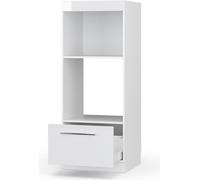 Vicco Armoire Micro-Ondes Fame-Line, Blanc Haute Brillance/Blanc, 60 cm Ouvert