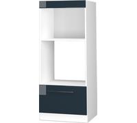 Vicco armoire micro-ondes Fame-Line, 60 cm ouvert, Bleu foncé brillant/Blanc