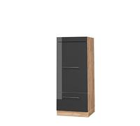 Vicco Armoire Micro-Ondes Fame-Line, Anthracite Haute Brillance, 60cm