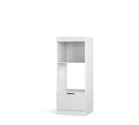 Vicco Armoire Micro-Ondes Fame-Line, Blanc Campagne, 60cm Ouvert, à Combiner avec d'autres modules de la série Fame-Line