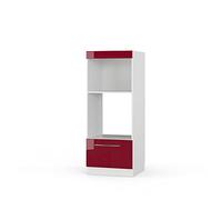Vicco Armoire Micro-Ondes Fame-Line, Rouge Bordeaux Haute Brillance, 60cm Ouvert