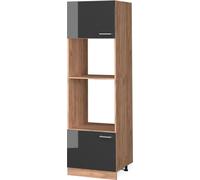 Vicco armoire micro-ondes R-Line, 60 cm, Anthracite Haute brillance/Chêne de force doré