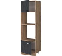 Vicco armoire micro-ondes R-Line, 60 cm, Béton noir/Chêne de force doré
