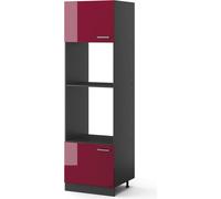 Vicco armoire micro-ondes R-Line, Rouge bordeaux Haute brillance, 60 cm